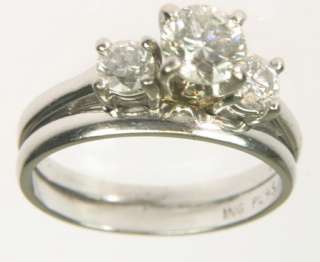 LADIES PLATINUM DIAMOND THREE STONE WEDDING ESTATE RING 162054  
