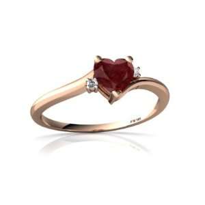  14k Rose Gold Heart Genuine Ruby Ring Size 5: Jewelry