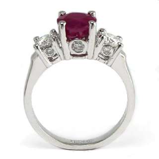 Ruby and Diamond 3 Stone Lucida Engagement Ring in 14k  