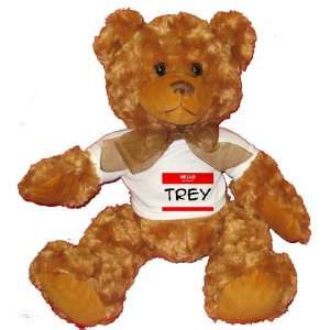   my name is TREY Plush Teddy Bear with WHITE T Shirt: Toys & Games