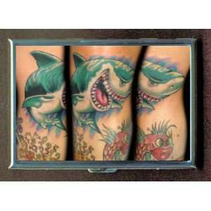 TATTOO FUNNY SHARK PUNK GOTH ID Holder, Cigarette Case or Wallet: MADE 