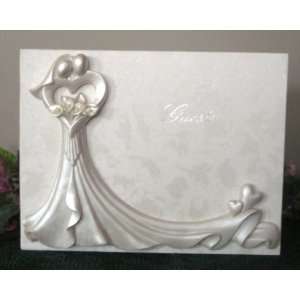    Pearl White Faceless Couple Calla Lily Guest Book 