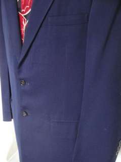 Vintage 1940s Mans Blue Wool Gabardine Suit C40 Pleated Cuffed Pants 