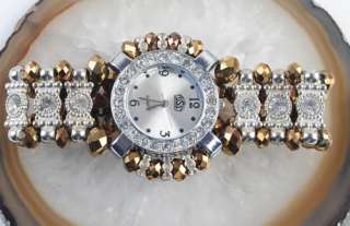 Crystal Faceted beads wrist Watch Bracelet 7 L3530  