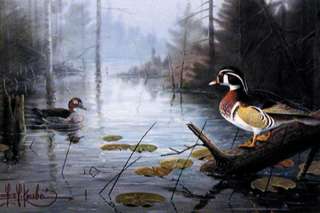 WOOD DUCK POND Beautiful Mint s/n Print By Les Kouba  