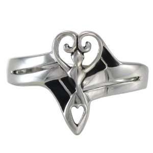  Silver Silver Venus Wiccan Goddess Love Heart Ring (sz 4 