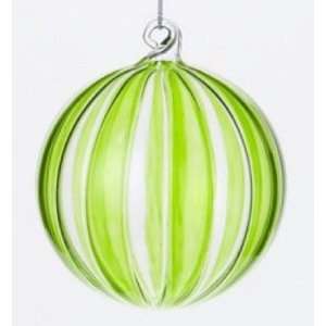  Lime Green Ball Striped Christmas Ornament 4