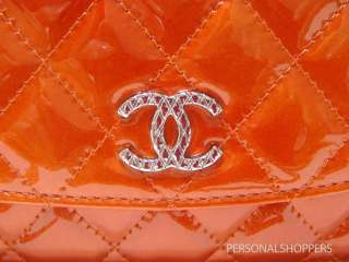   CHANEL ORANGE PATENT LEATHER WALLET ON A CHAIN WOC BAG  