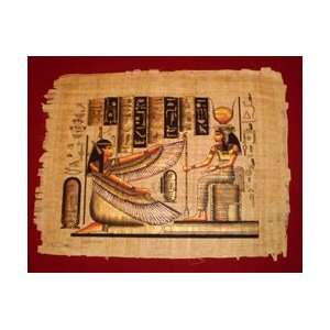   Egyptian Papyrus Painting   Maat with Hathor (12 x 16)
