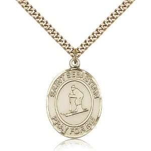  Gold Filled St. Sebastian/Skiing Pendant: Jewelry