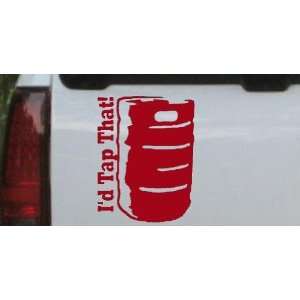 Red 14in X 10.7in    Id Tap That Beer Keg Funny Drinking   Party Car 