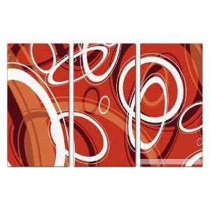  Red Hoops   3 Piece Canvas Oil Painting: Home & Kitchen