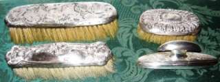 Antique Art Nouveau Sterling Silver Dresser Brushes  