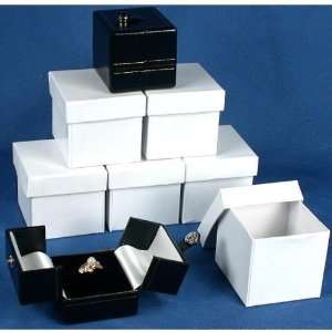 Large Black & White Ring Gift Boxes Snap Lid Displays:  
