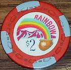Old $2 RAINBOW CLUB Casino Poker Chip Vintage Antique Small Crown Mold 