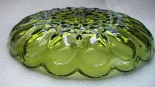 Green Glass Divided Relish Tray 8 1/2 Diameter  