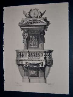 Pequegnot 1858 Architecture Etching. Ornate Decor. 456  
