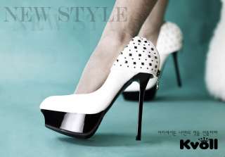Ladys Platform Pumps High Heel Shoes Rivet Shoes New  