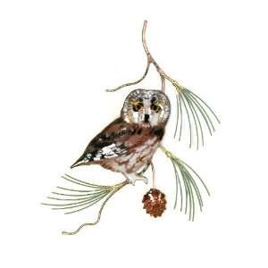   Enamel Wall Art Home Decor Saw Whet Owl On Pine: Everything Else