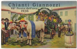Great LINEN Ad CHIANTI GIANNOZZI Wine GRAPE FESTA ITALY  
