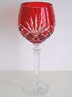 bohemian ruby red cased cut to clear crystal balloon wine goblet 
