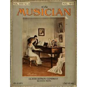 1913 Cover Musician Pianist Romantic Tune Art Ed Gelhay   Original 
