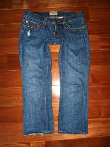   Low Rise Stretch Distressed Pocket Crop Capri Jeans euc 4x23  