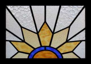 GLORIOUS ART DECO SUN BURST STAINED GLASS WINDOW  