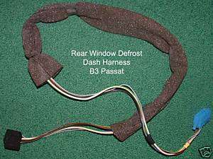 VW B3 Passat Rear Window Defrost Switch Dash Wiring Harness 1990 1992 