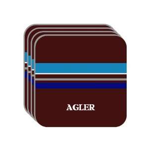 Personal Name Gift   AGLER Set of 4 Mini Mousepad Coasters (blue 