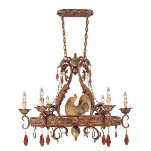   Clyde 6 Light Chandeliers in Relic Rust W/Hand Painted Accents: Home