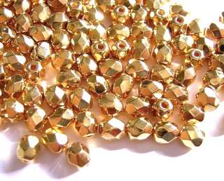 NEW SIZE 50 CZECH GLASS Beads 24KT GOLD FINISH 2.5mm  