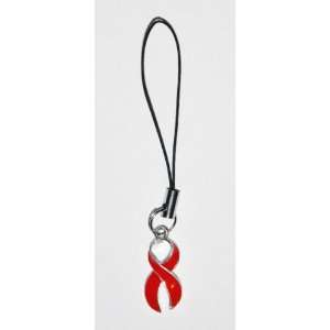  AIDS / HIV Awareness Red Ribbon Cell Phone Charm 