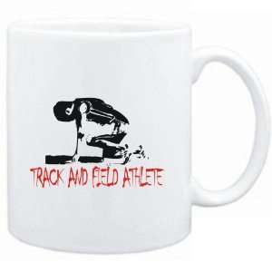  Mug White  Track and Field Athlete Silhouette Sports 