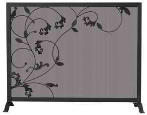 NEW QUALITY HIGH END BLACK IRON FLOWING LEAVES FIREPLACE SCREEN FIRE 