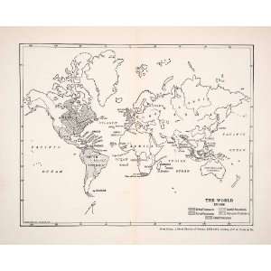  1935 Print Map World Nations Empire British French Dutch 