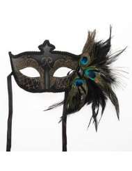 Black Venetian Half Feather Mask