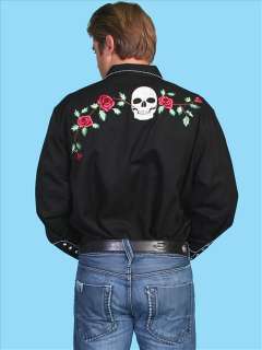   Western Fancy Skull & Roses Embroidery Snap Vintage Shirt P 771 New