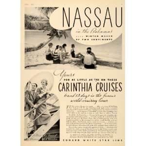  1935 Ad Cunard White Star Line Cruise Carinthia Nassau 