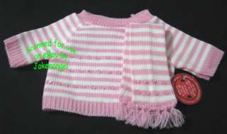 Build A Bear NWT Pink White Knit Sweater Scarf Bead New  