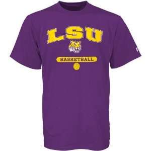  Russell LSU Tigers Purple Basketball T shirt (Large 