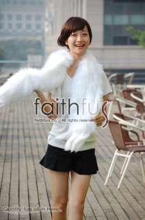 Real Knitted White Fox Fur Scarf/Shawl/Stole/Wrap/Cape  