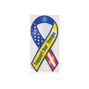  Support Our Troops Red, White, Blue & Yellow 8 Ribbon Car Magnet 