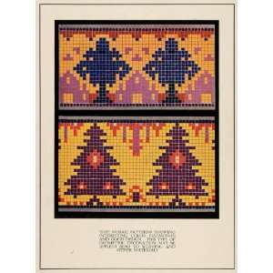  1929 Print Tree Mosaic Patterns Design Decoration Weaving 
