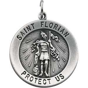  Sterling Silver St. Florian Medal 25.25mm: Jewelry