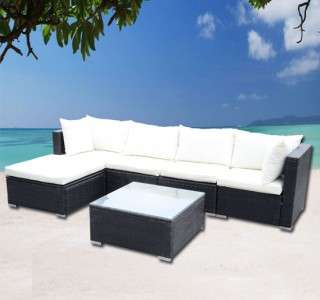 New Black Outdoor Rattan Sofa Set Patio Garden Furniture PE Wicker 