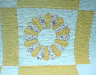 Pretty Vintage Yellow, Lavender and White Dresden Plate ~ Cutter Quilt 