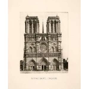  1907 Photogravure Faade Notre Dame Paris France Historic 