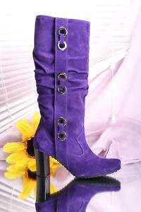 Gibellieri 962 Hot Purple Suede Slouchy Boots 38 / US 8  