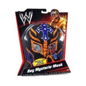 WWE Wrestling Rey Mysterio Mask   Black, Purple Cross & Orange Trim